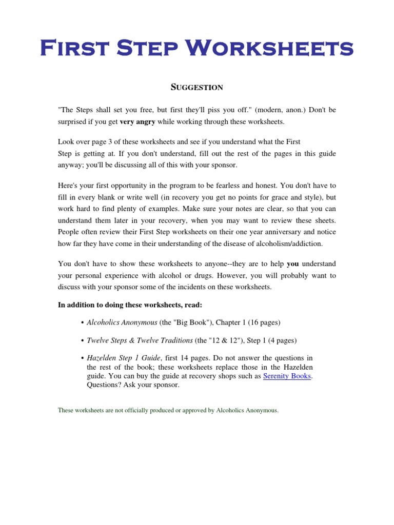 printable step 1 aa worksheet pdf