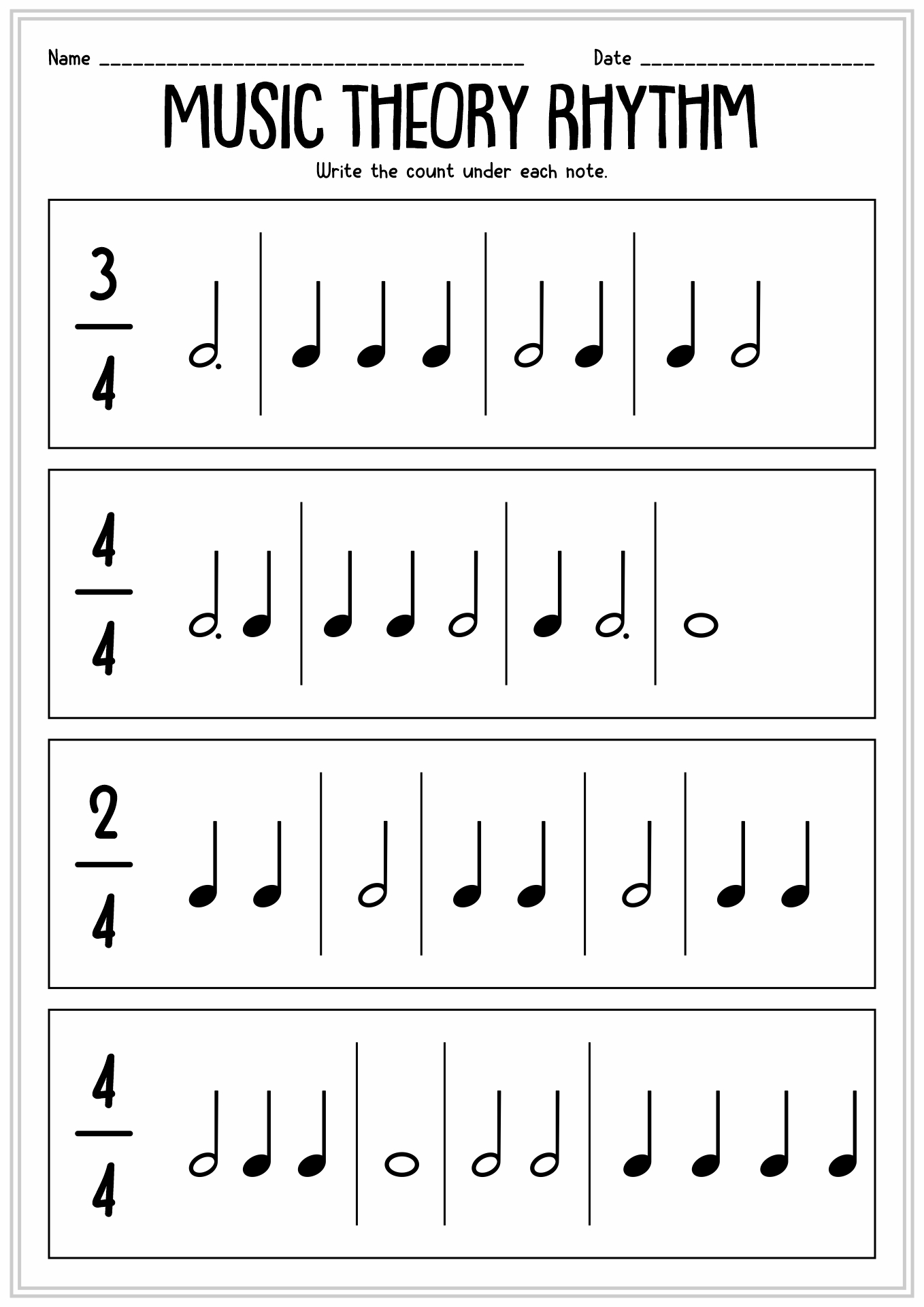 free printable music theory worksheets