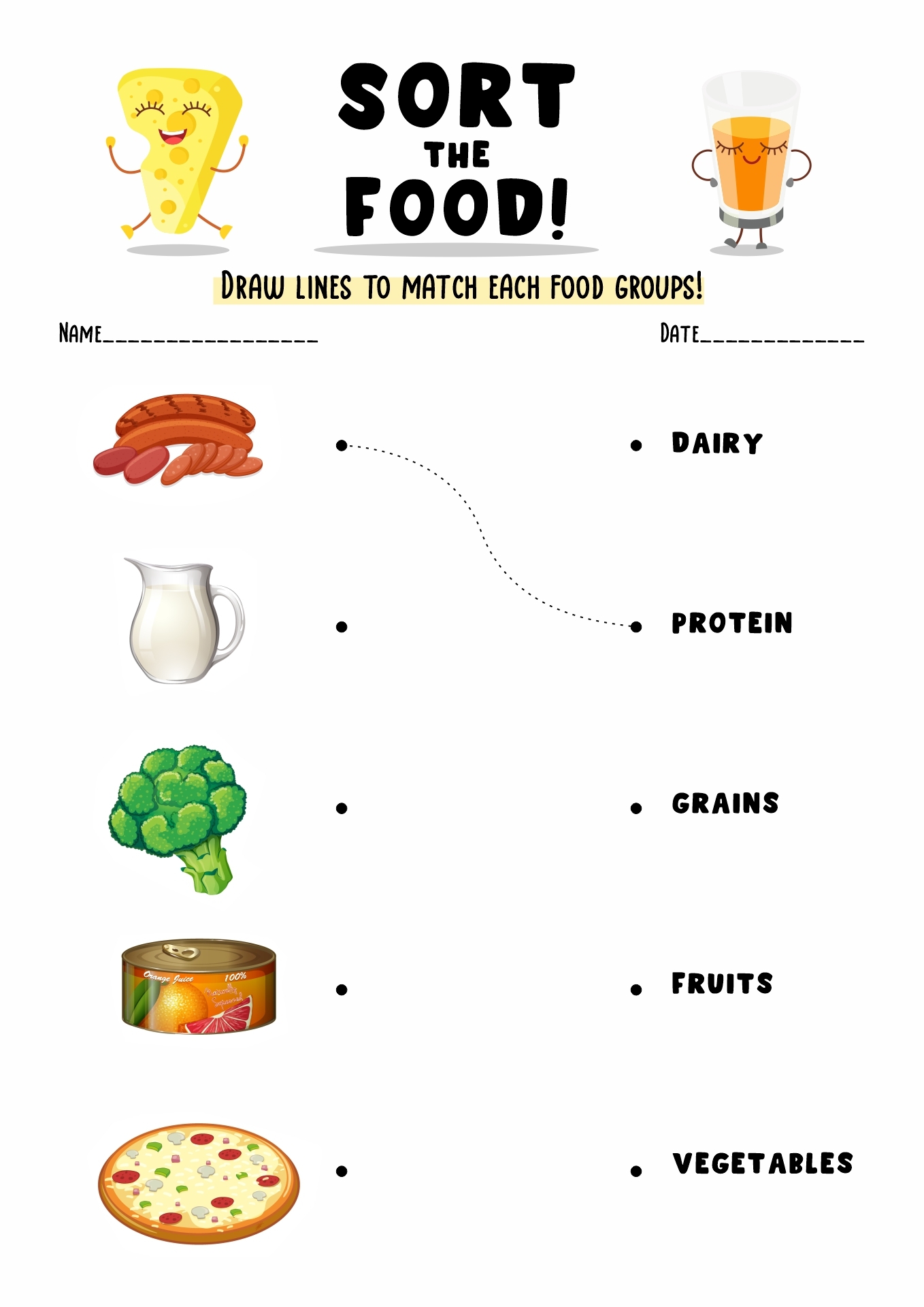 free printable food group worksheets