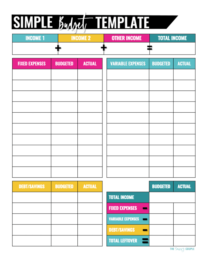 beginner printable budget worksheet