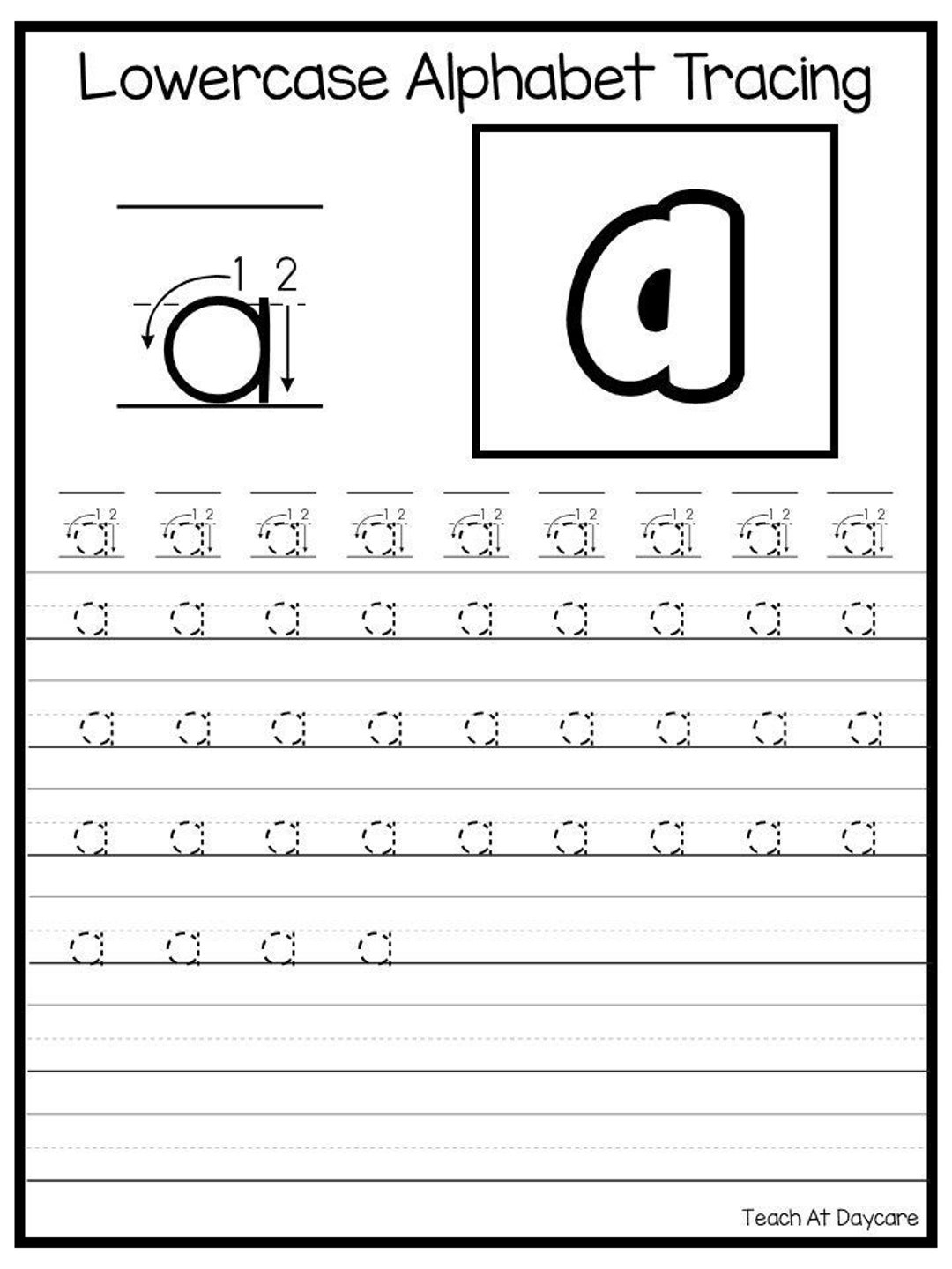 tracing lowercase letters printable worksheets
