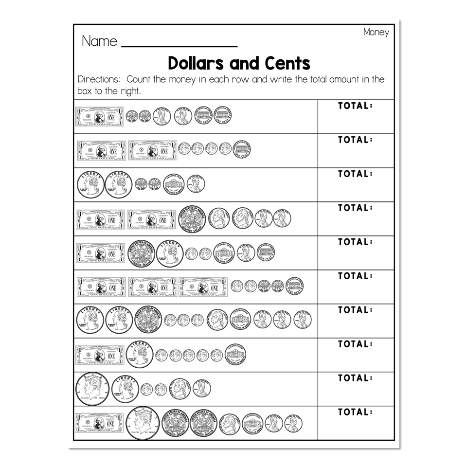 free printable money math worksheets