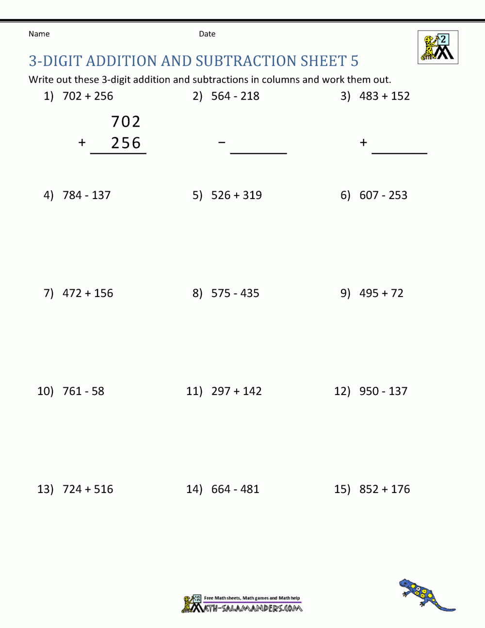 free printable math worksheets 3 digit addition