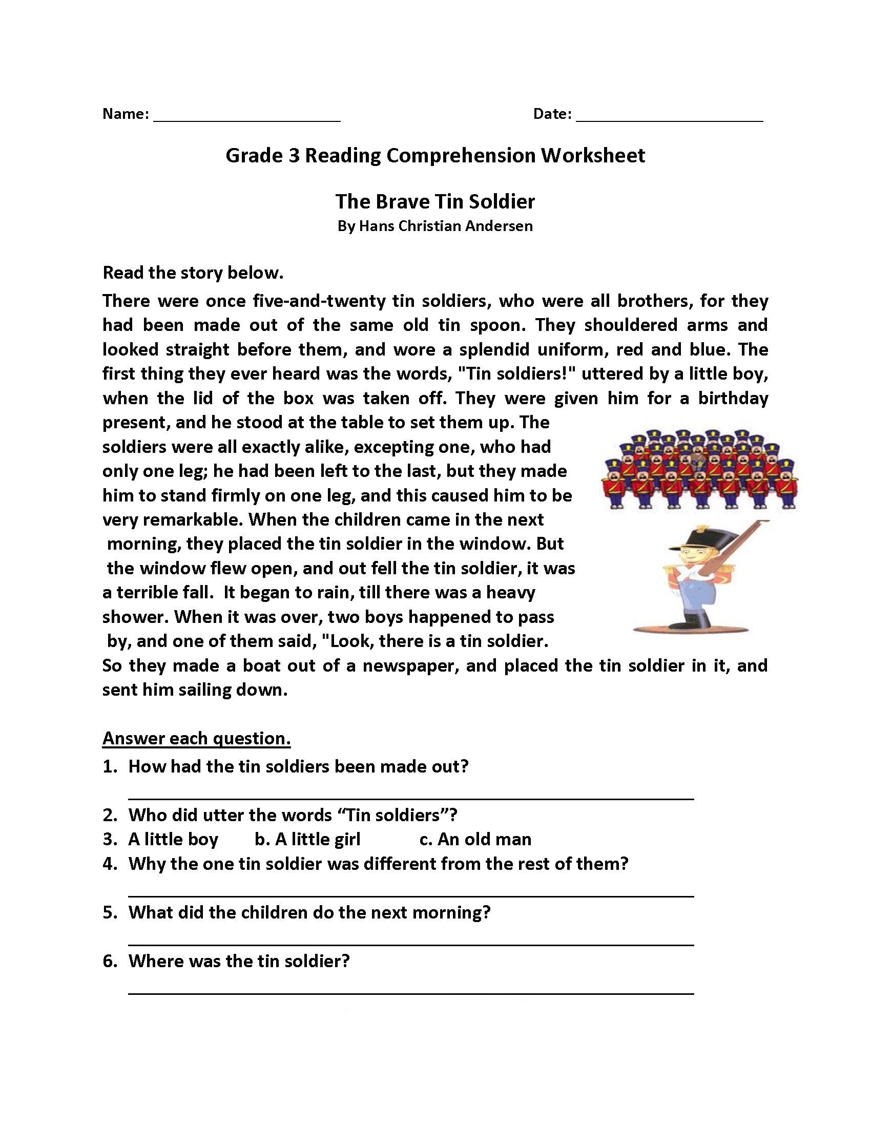 printable reading worksheets for 3rd grade