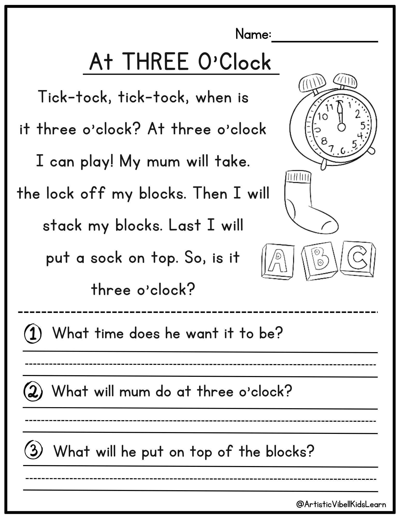 printable 1st grade reading worksheets