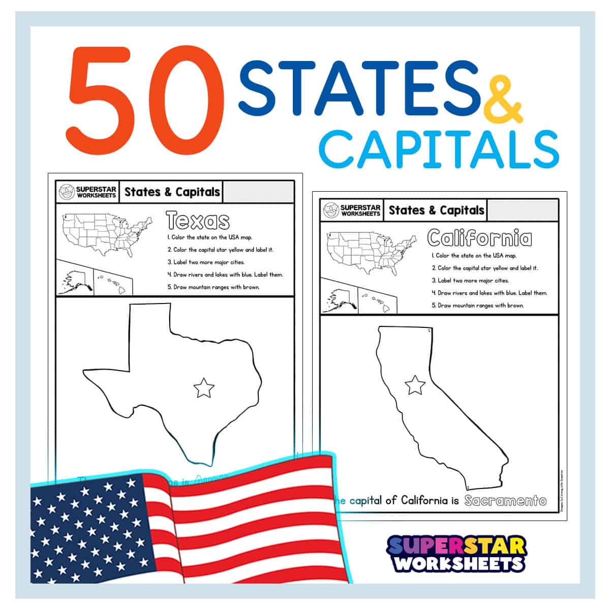 free printable states and capitals worksheets