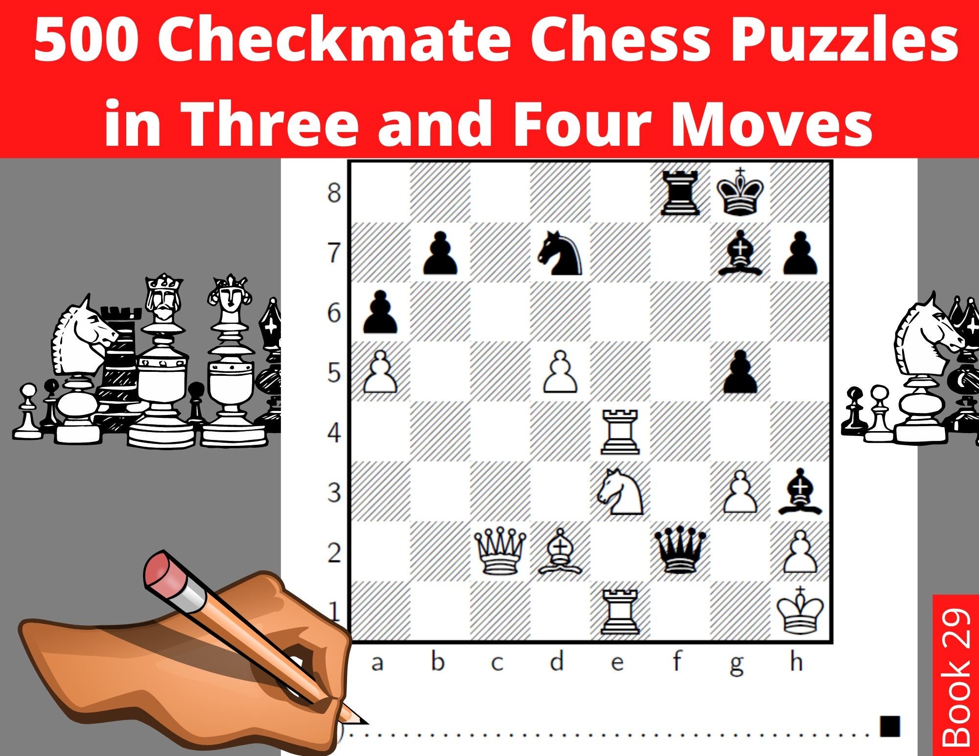 500 Chess Checkmate Puzzles In Three And Four Moves Printable PDF with Answers Instant Download Etsy