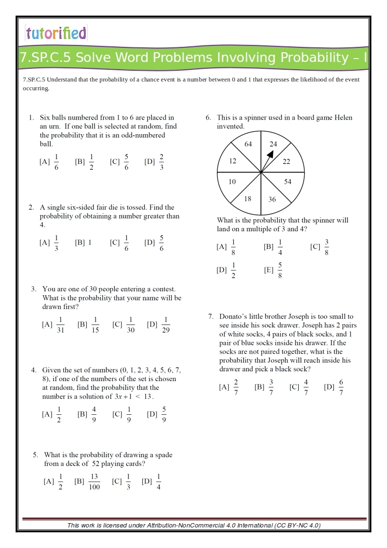7th Grade Common Core Math Worksheets