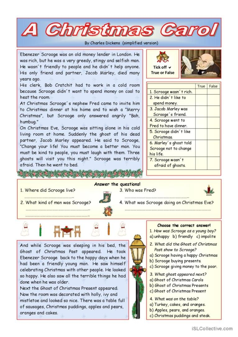 A Christmas Carol Simplified Ver English ESL Worksheets Pdf Doc