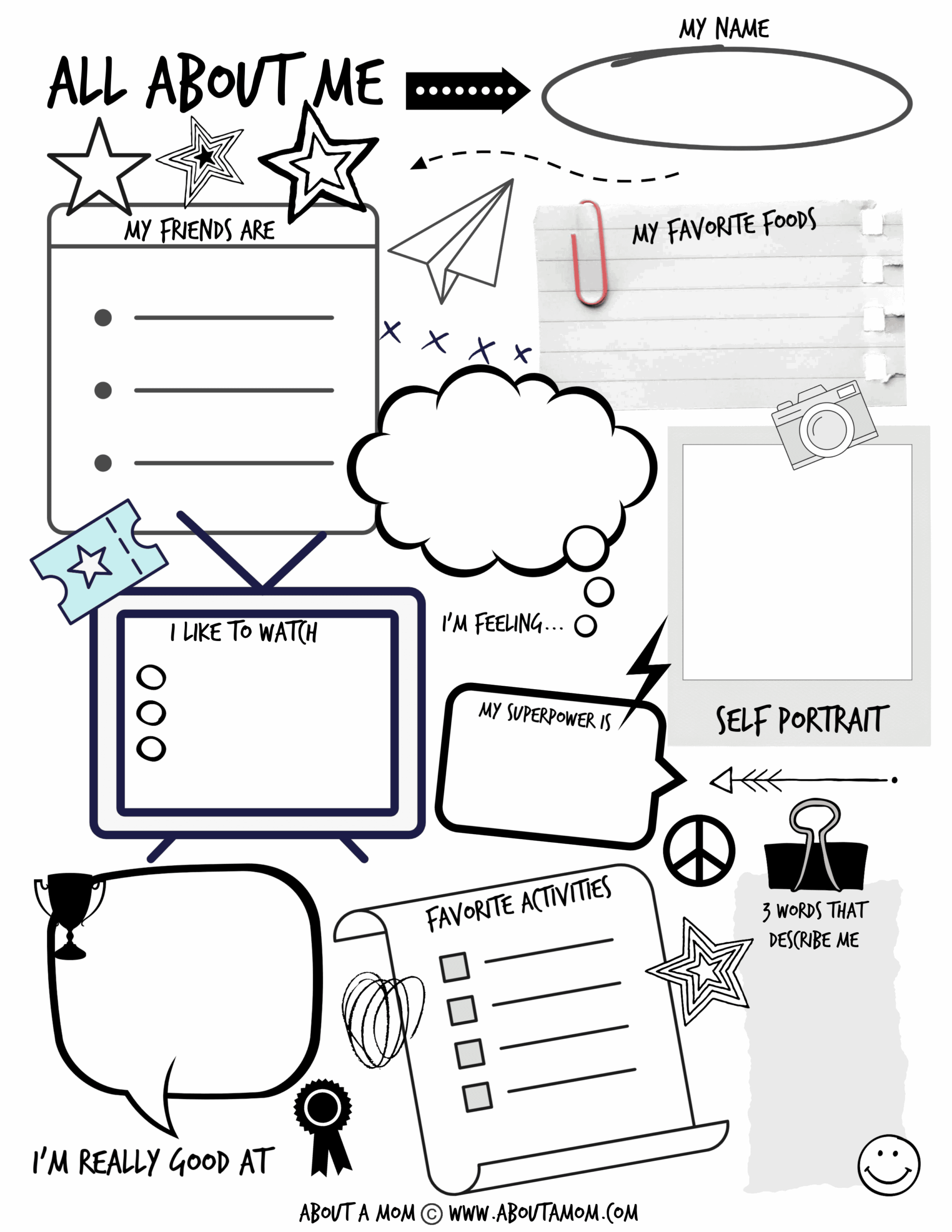 all about me worksheet printable