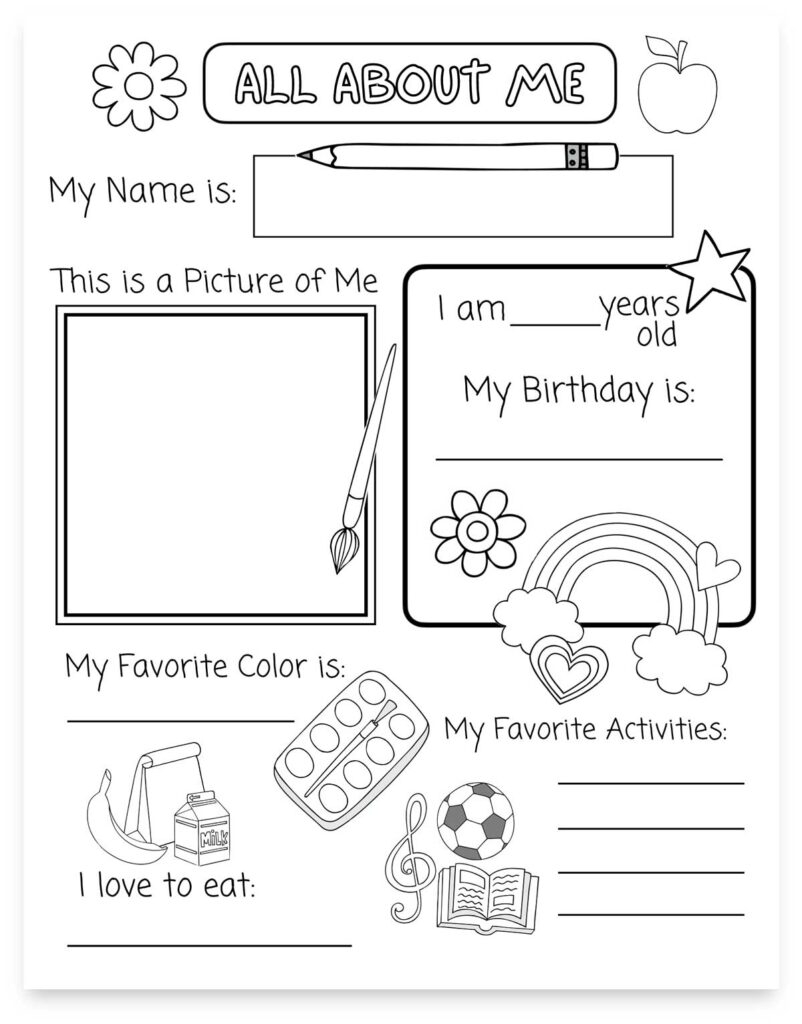 free printable all about me worksheet