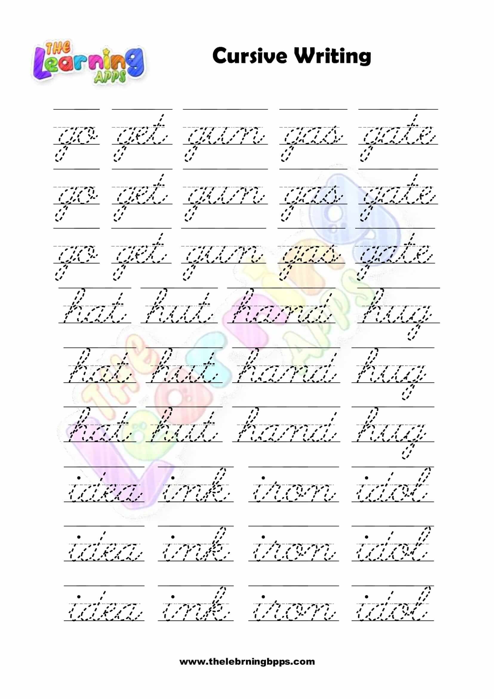 free printable cursive handwriting worksheets
