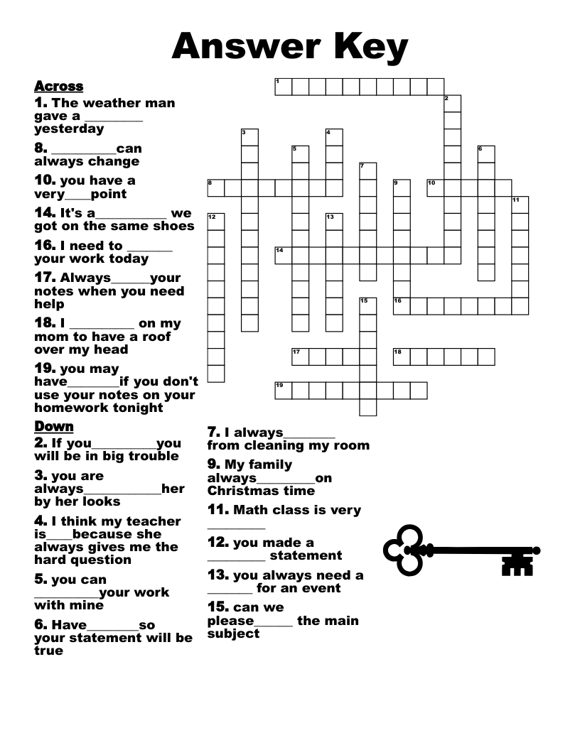 crossword puzzles printable with answers