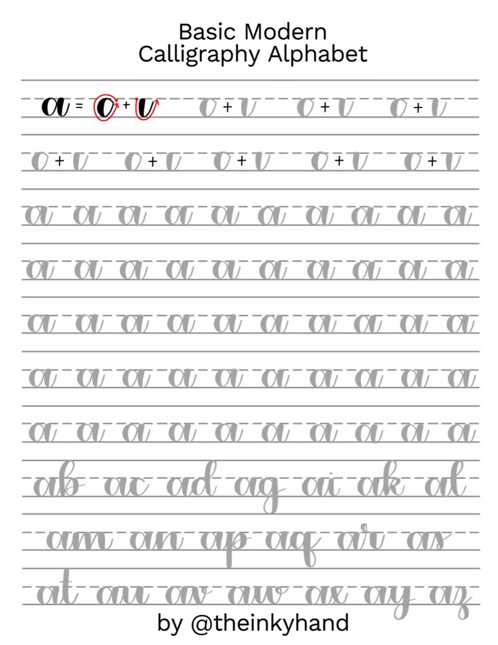 printable calligraphy practice worksheets