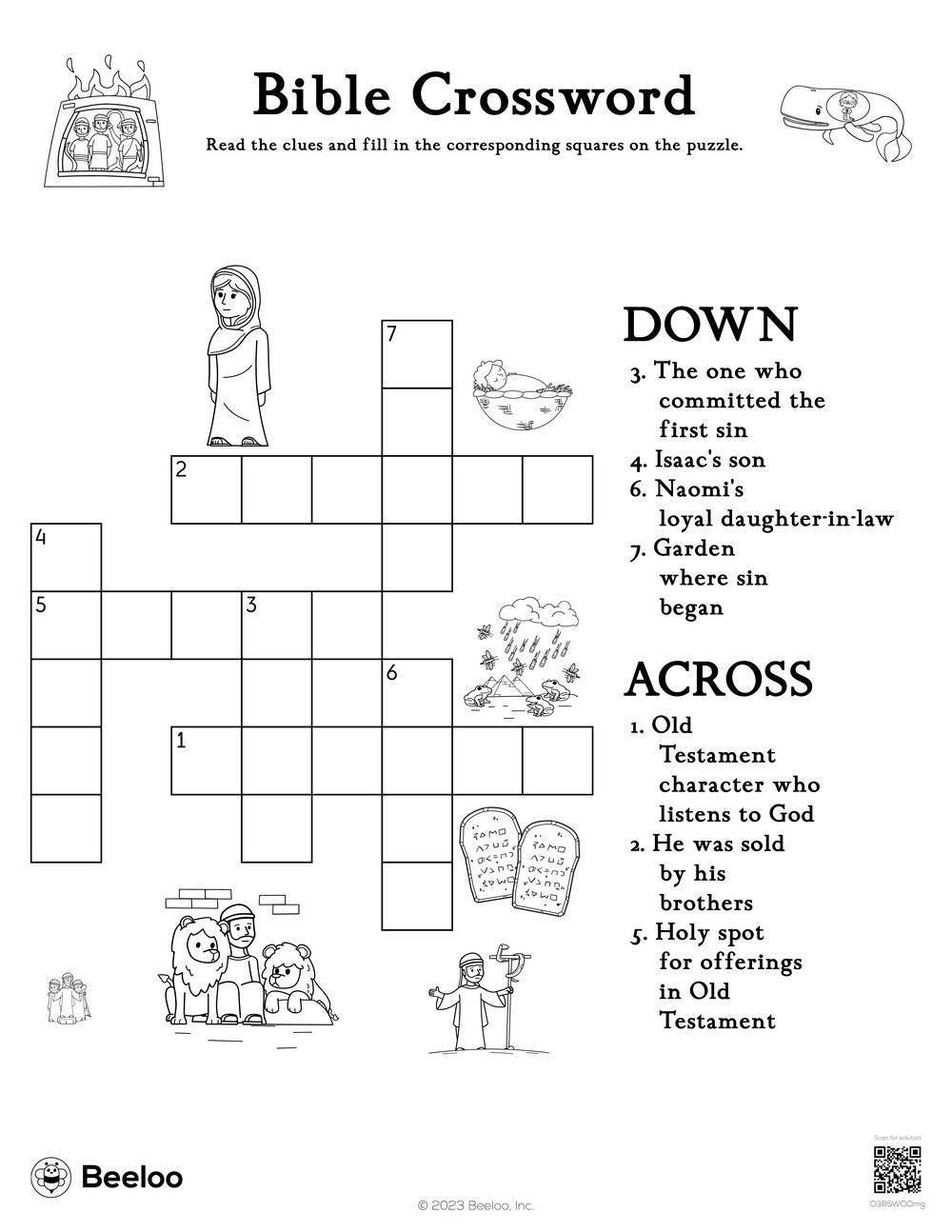 crossword for kids printable