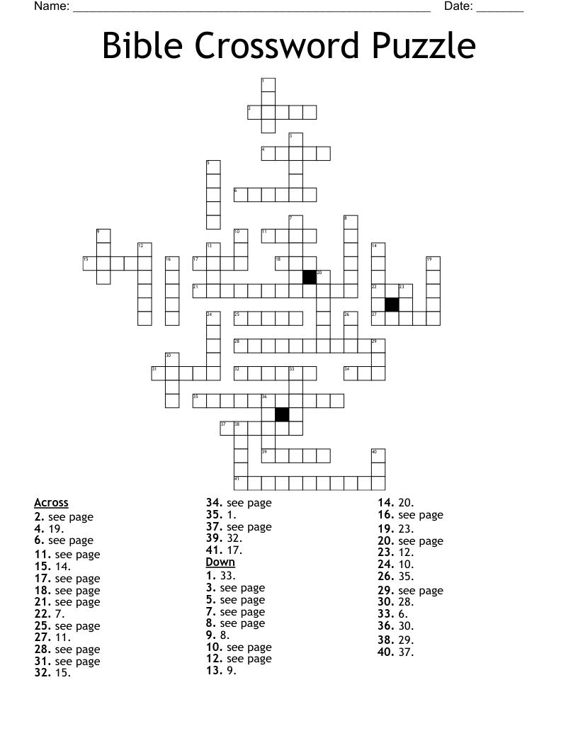 printable bible crossword puzzles