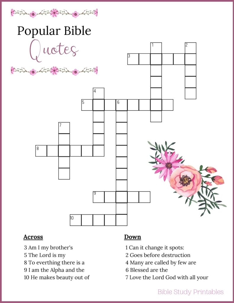 free printable bible crossword puzzles