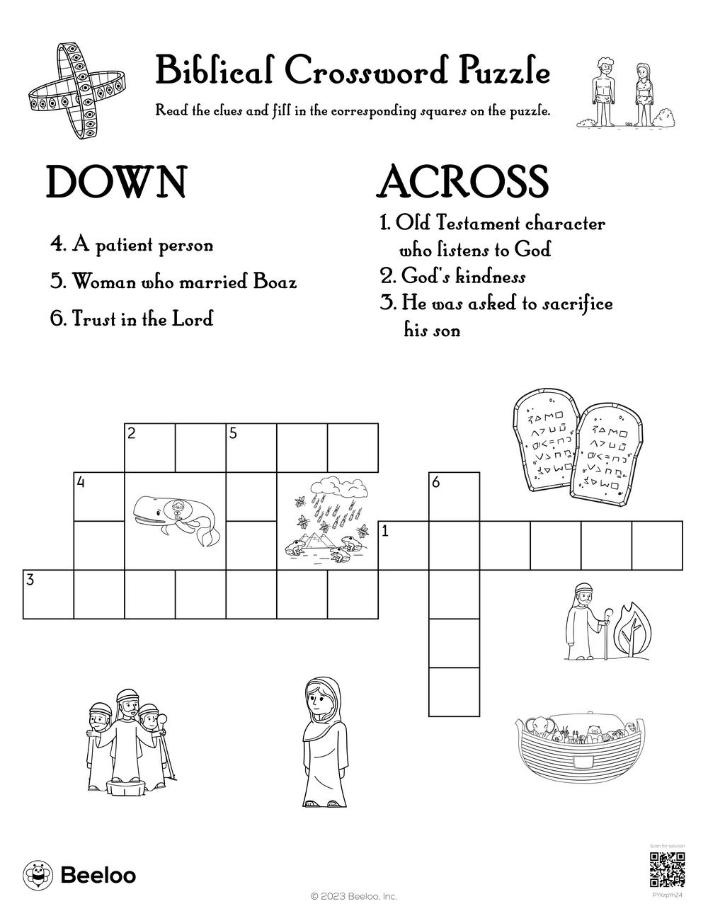 free printable biblical crossword puzzles