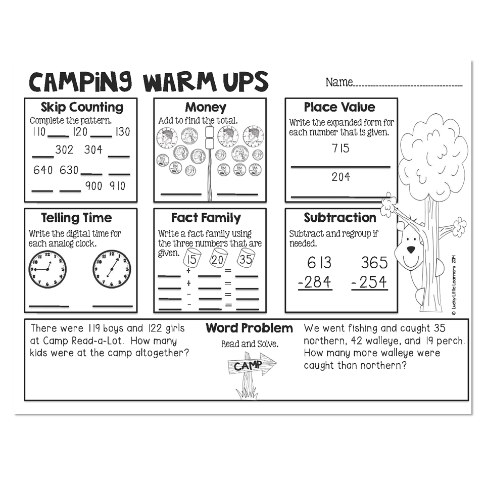 math camping worksheets printable