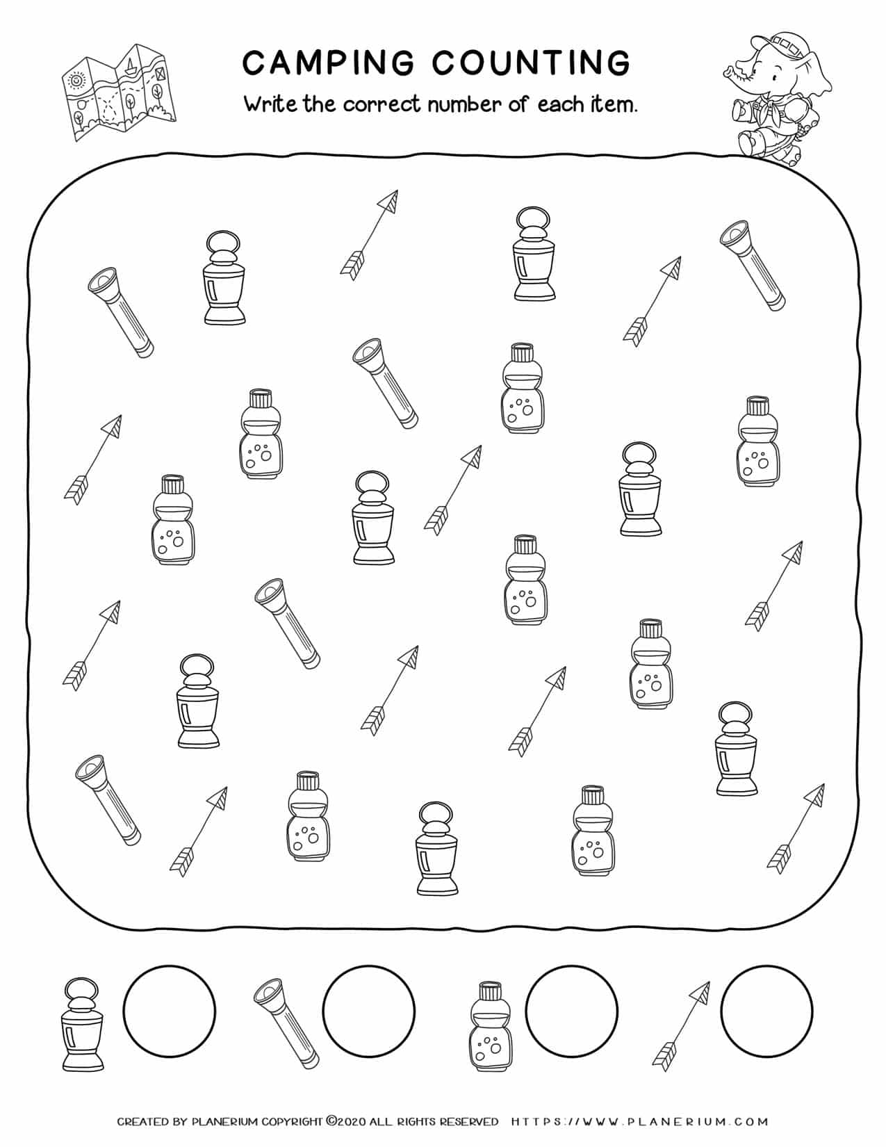 Camping Worksheet Counting Objects Planerium Worksheets Library