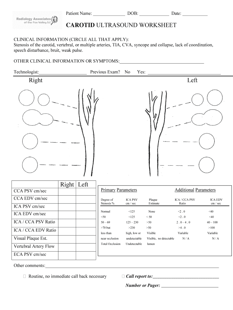 Carotid Ultrasound Worksheet Fill Out Sign Online DocHub