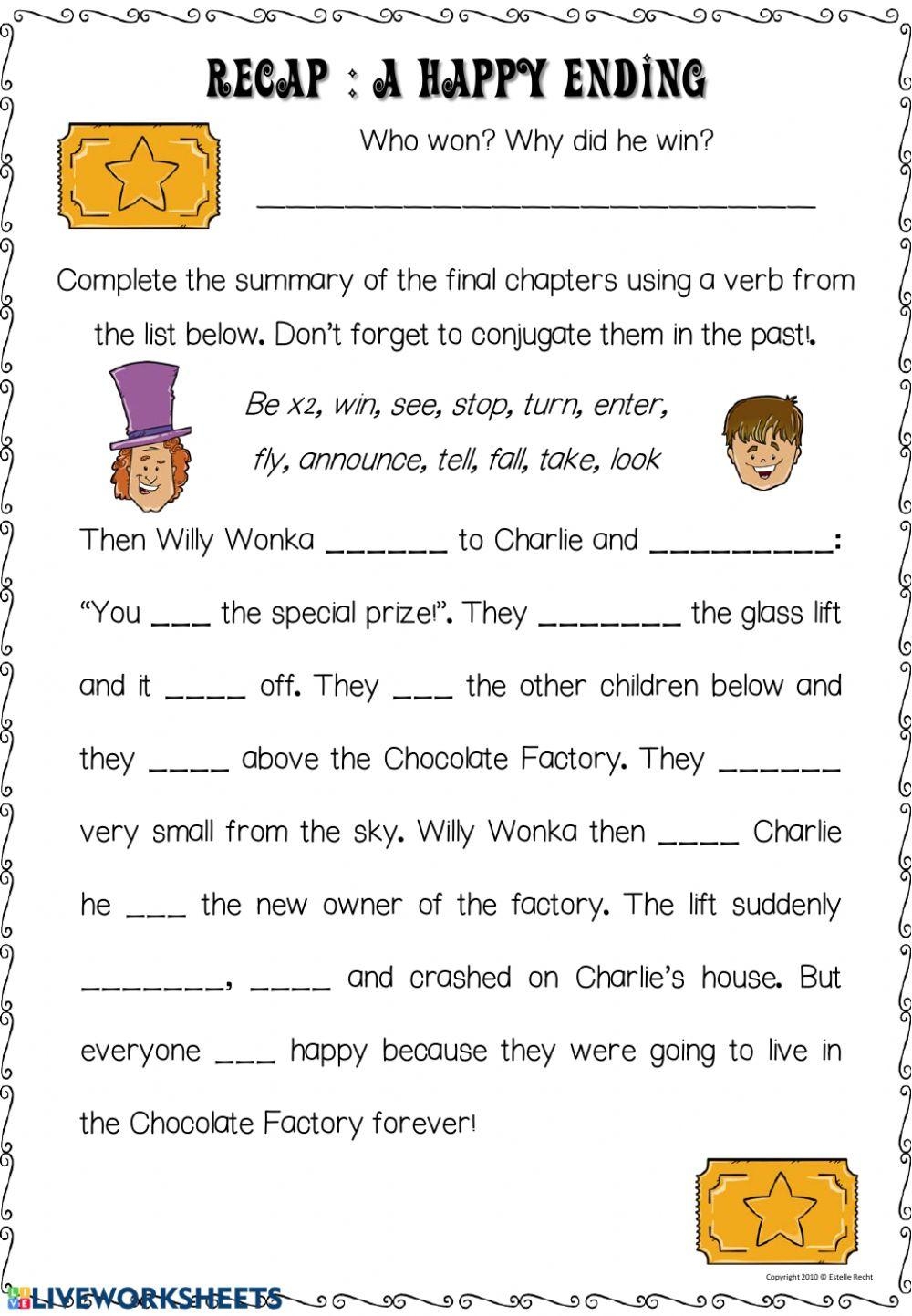 charlie and the chocolate factory worksheets printable