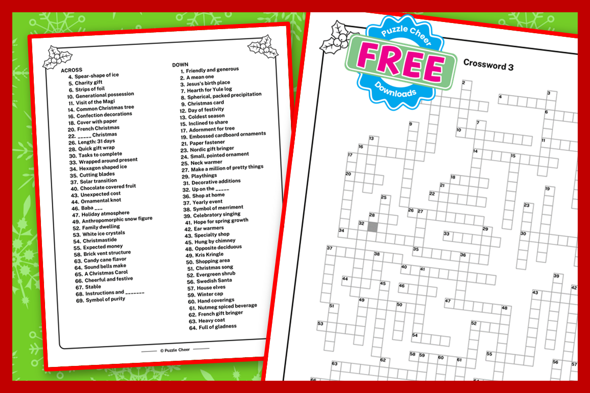 free printable crossword puzzles christmas