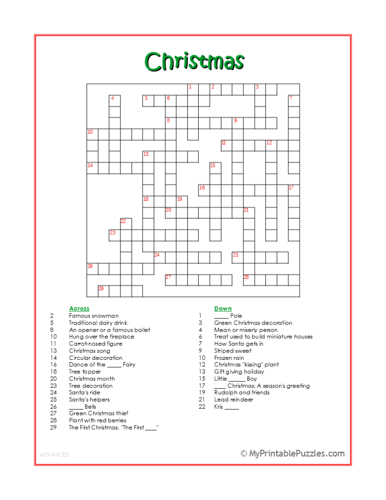 printable crossword puzzles for teens