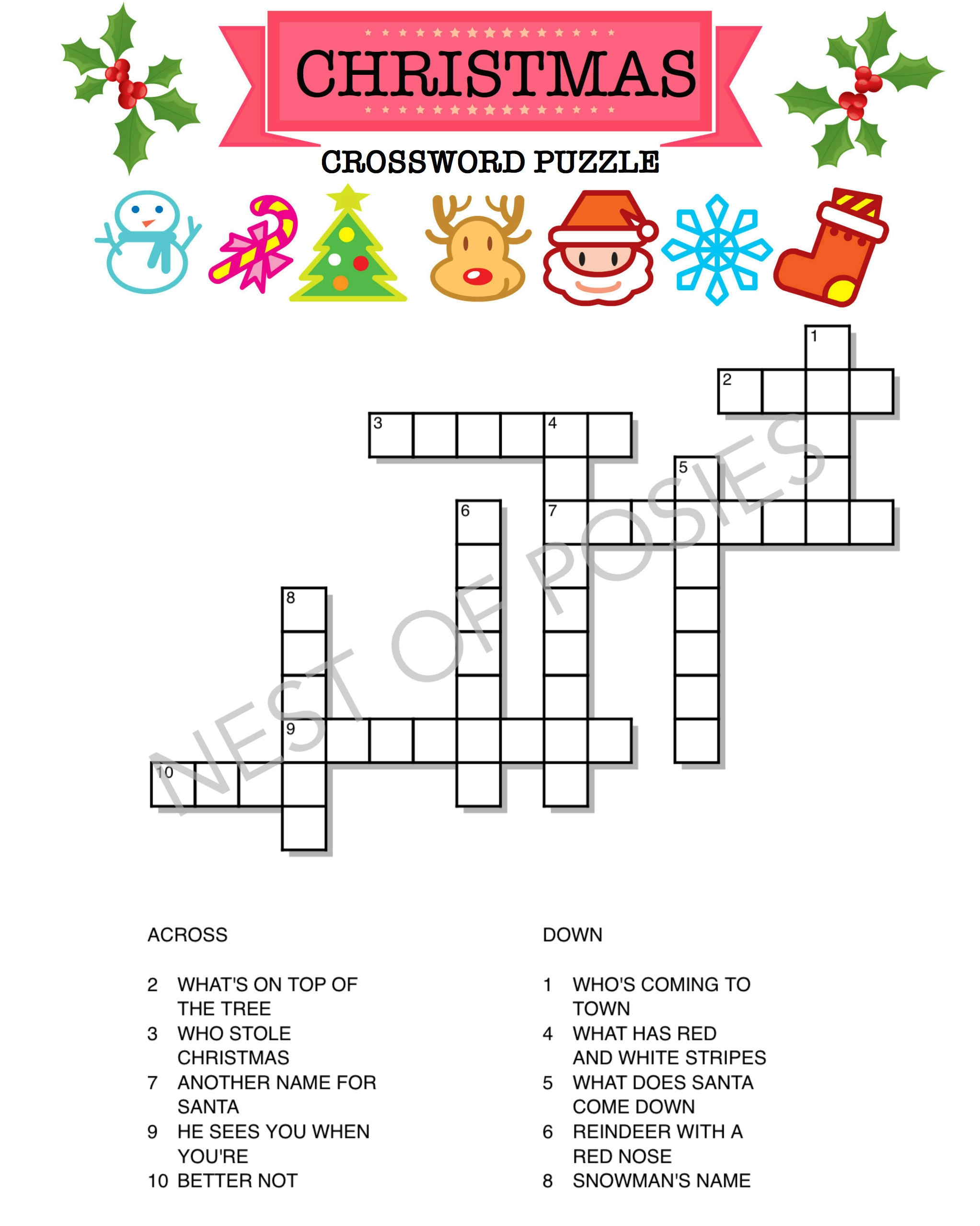 christmas printable crossword