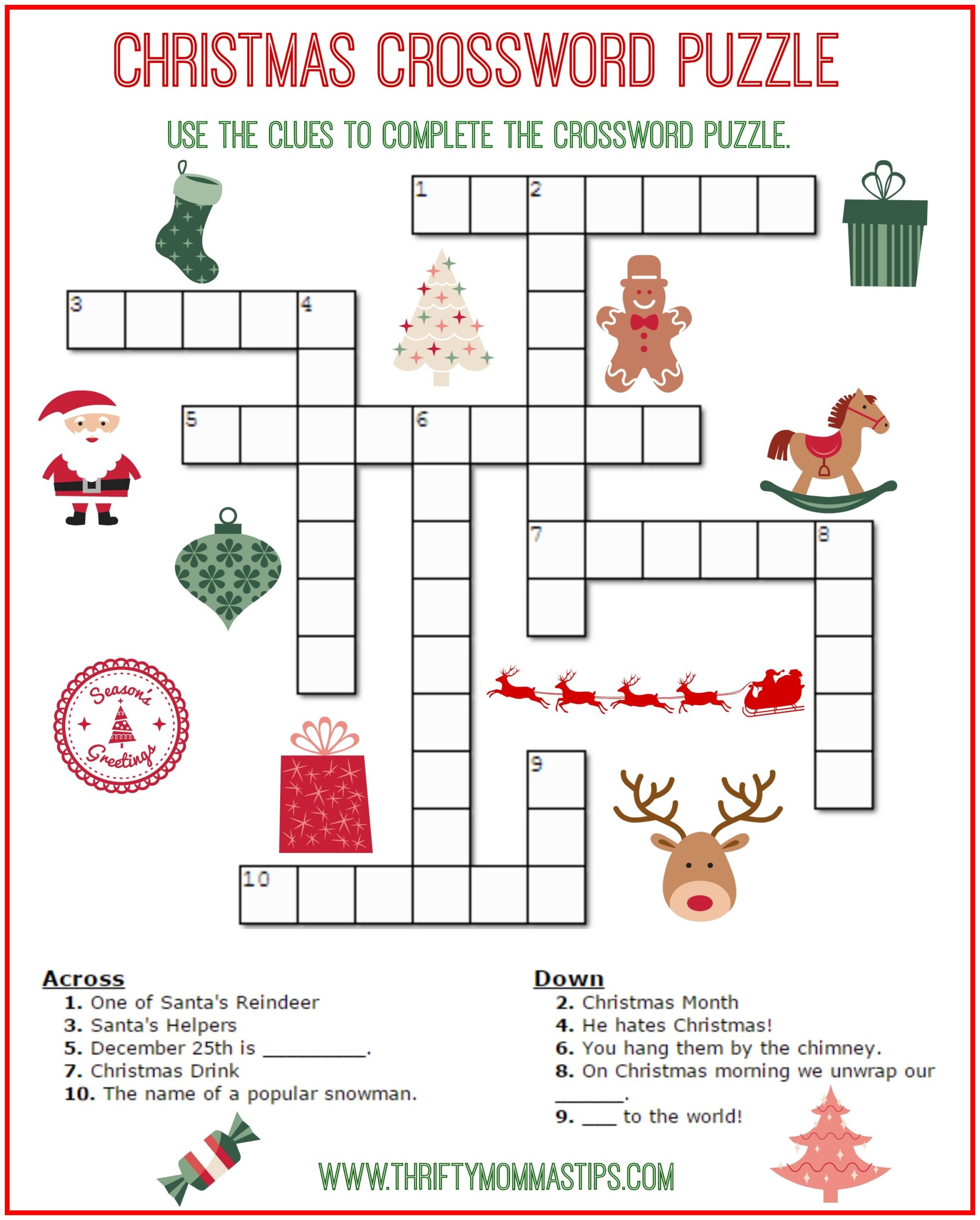 simple crossword puzzles printable