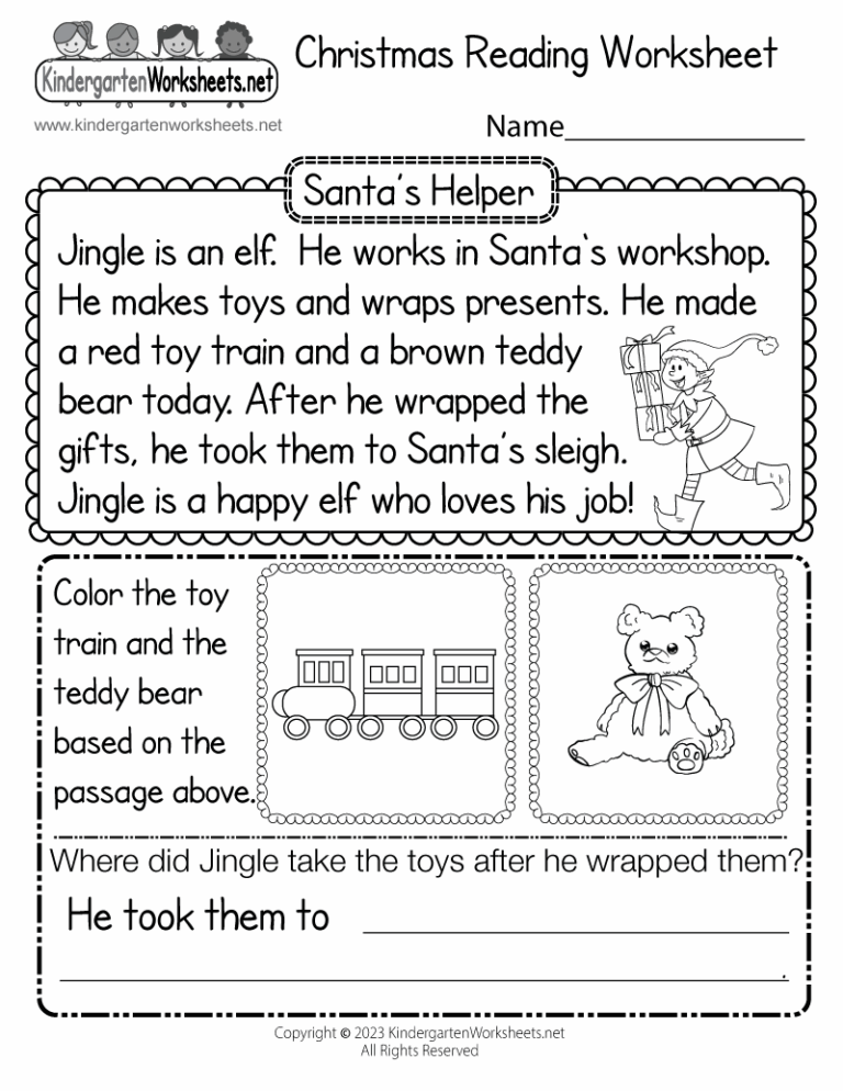 Christmas Reading Worksheet Free Printable Digital PDF