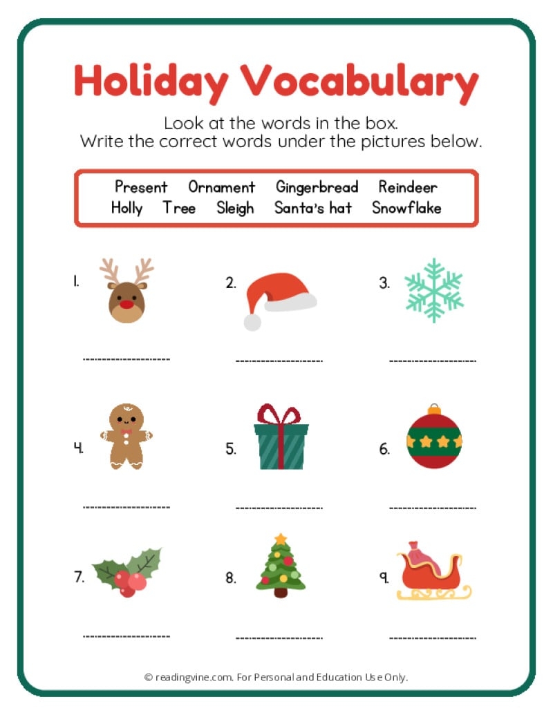 free printable christmas worksheets for 2nd grade