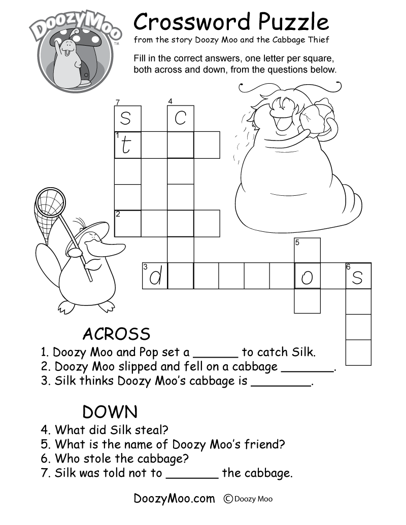 crossword puzzle for kids printable