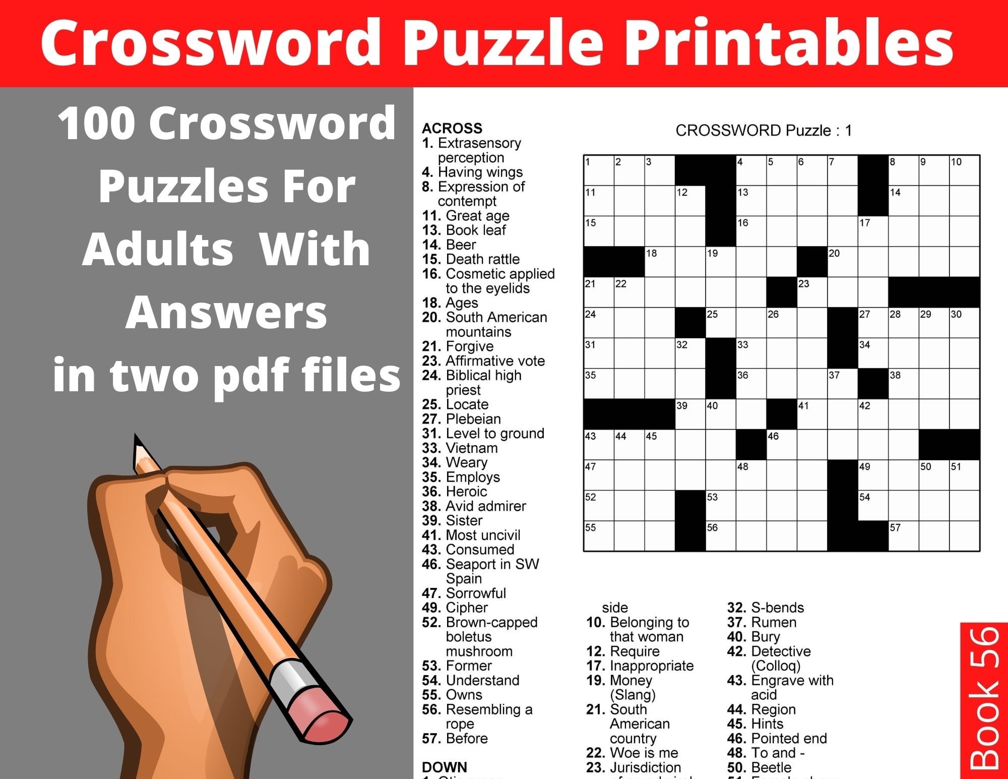 easy crossword puzzles printable for adults