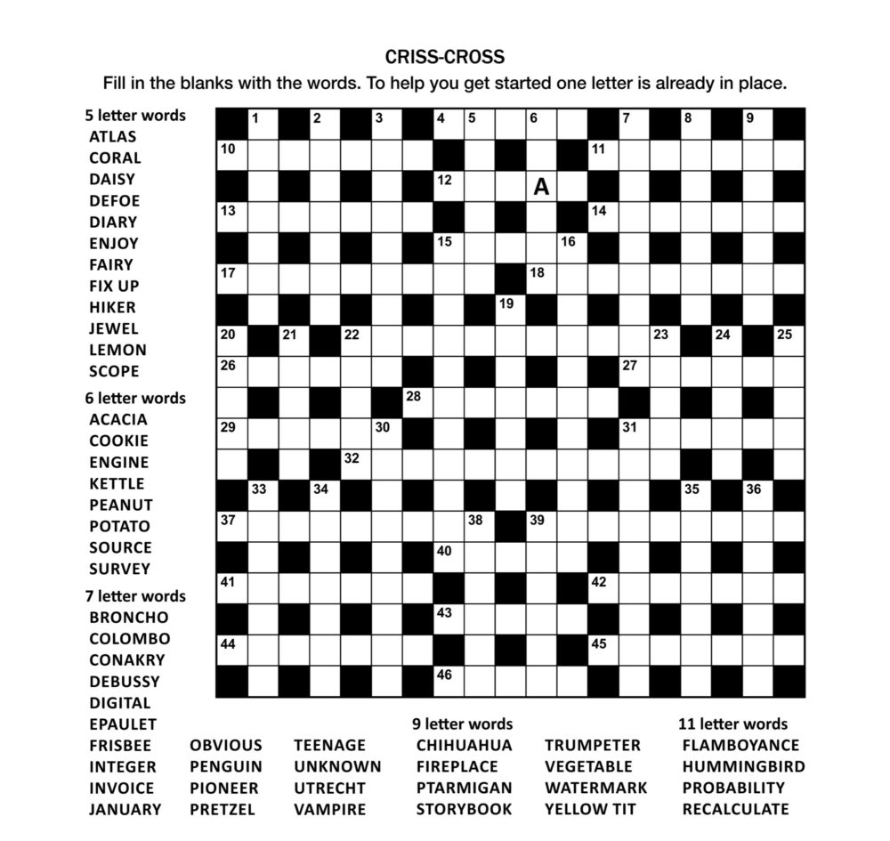 teenage crossword puzzles printable
