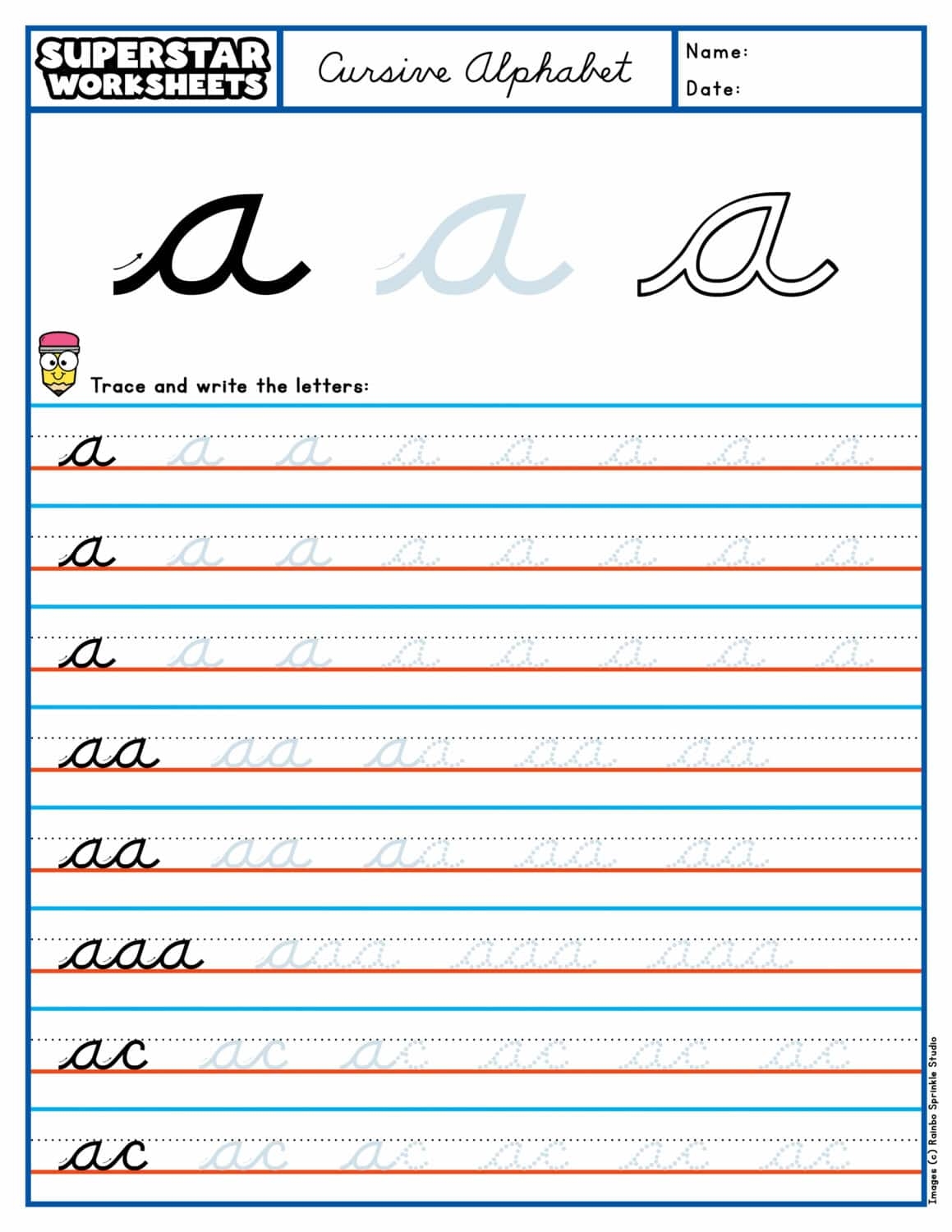 cursive writing worksheets free printable
