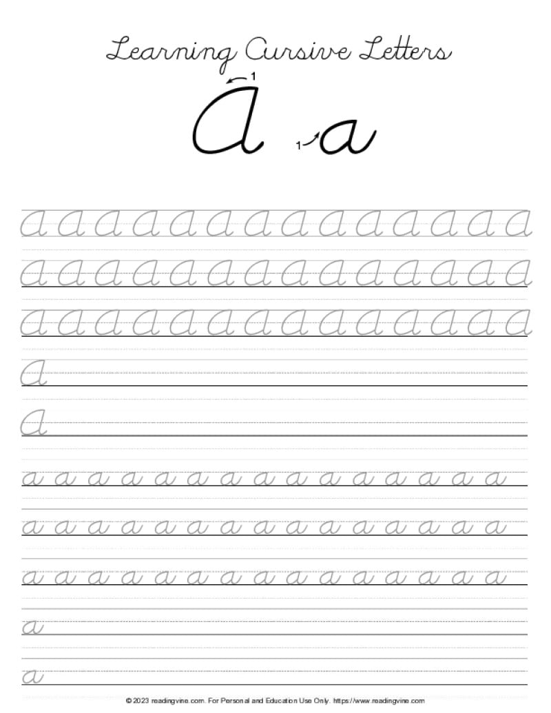 printable cursive handwriting practice worksheets