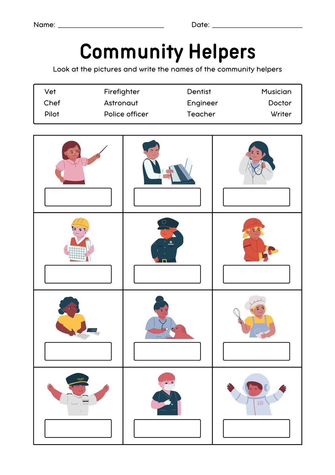 Customize 31 Kindergarten Community Helpers Worksheets Templates Online Canva