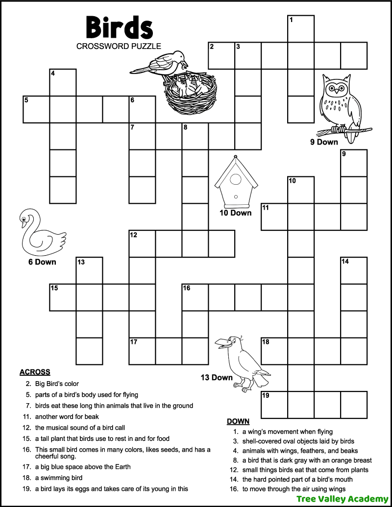 animal crosswords printable