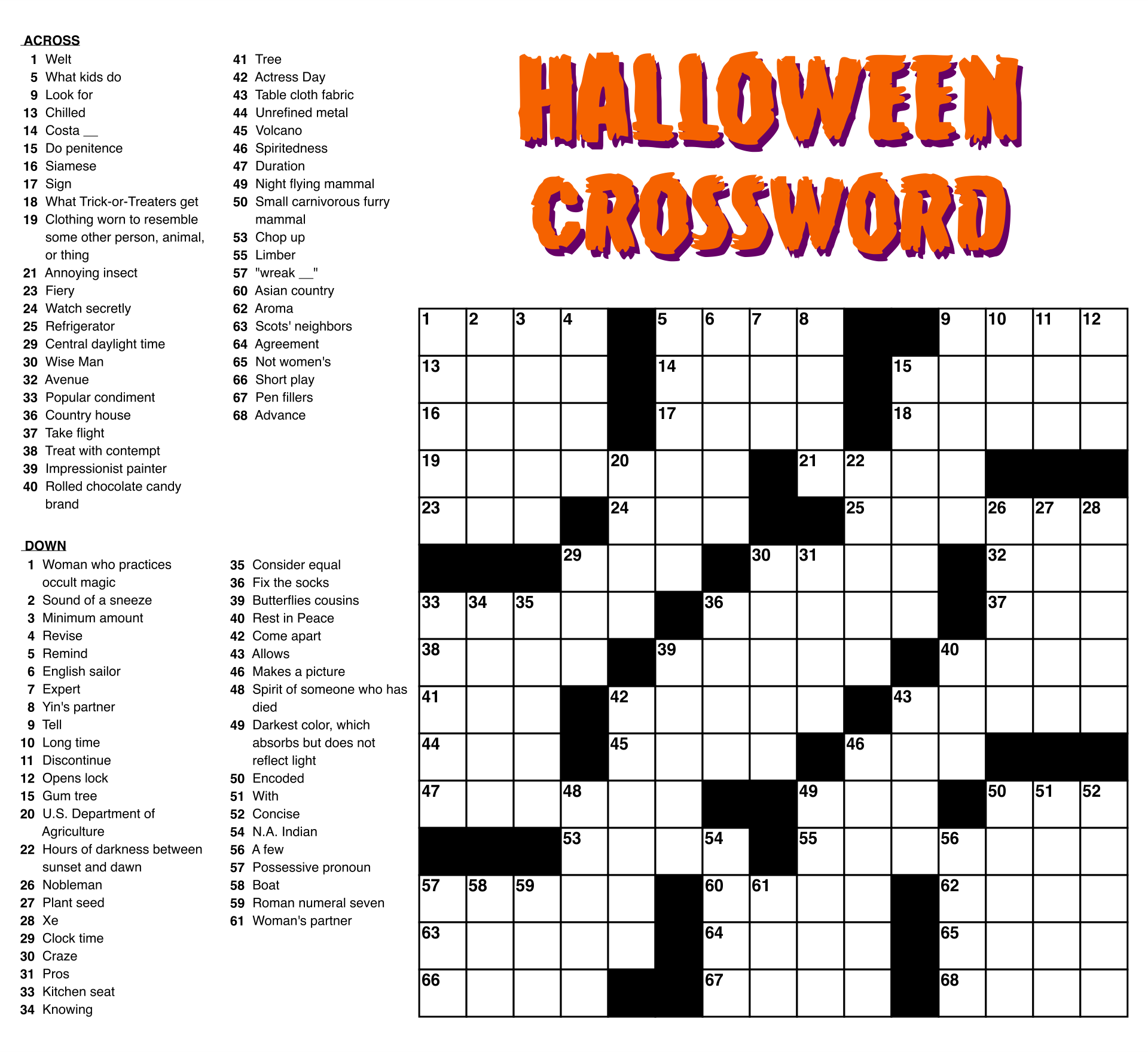 medium crosswords printable