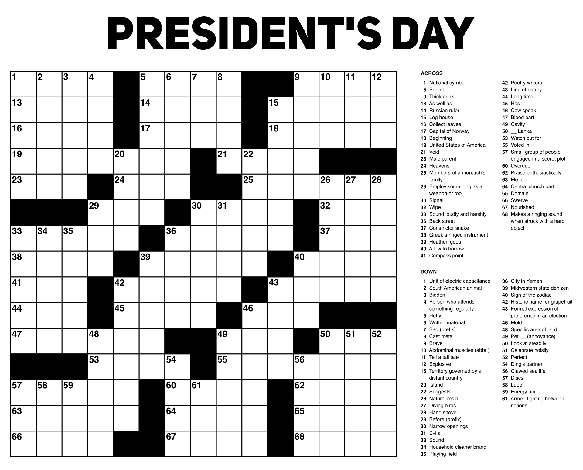 free large printable crossword puzzles