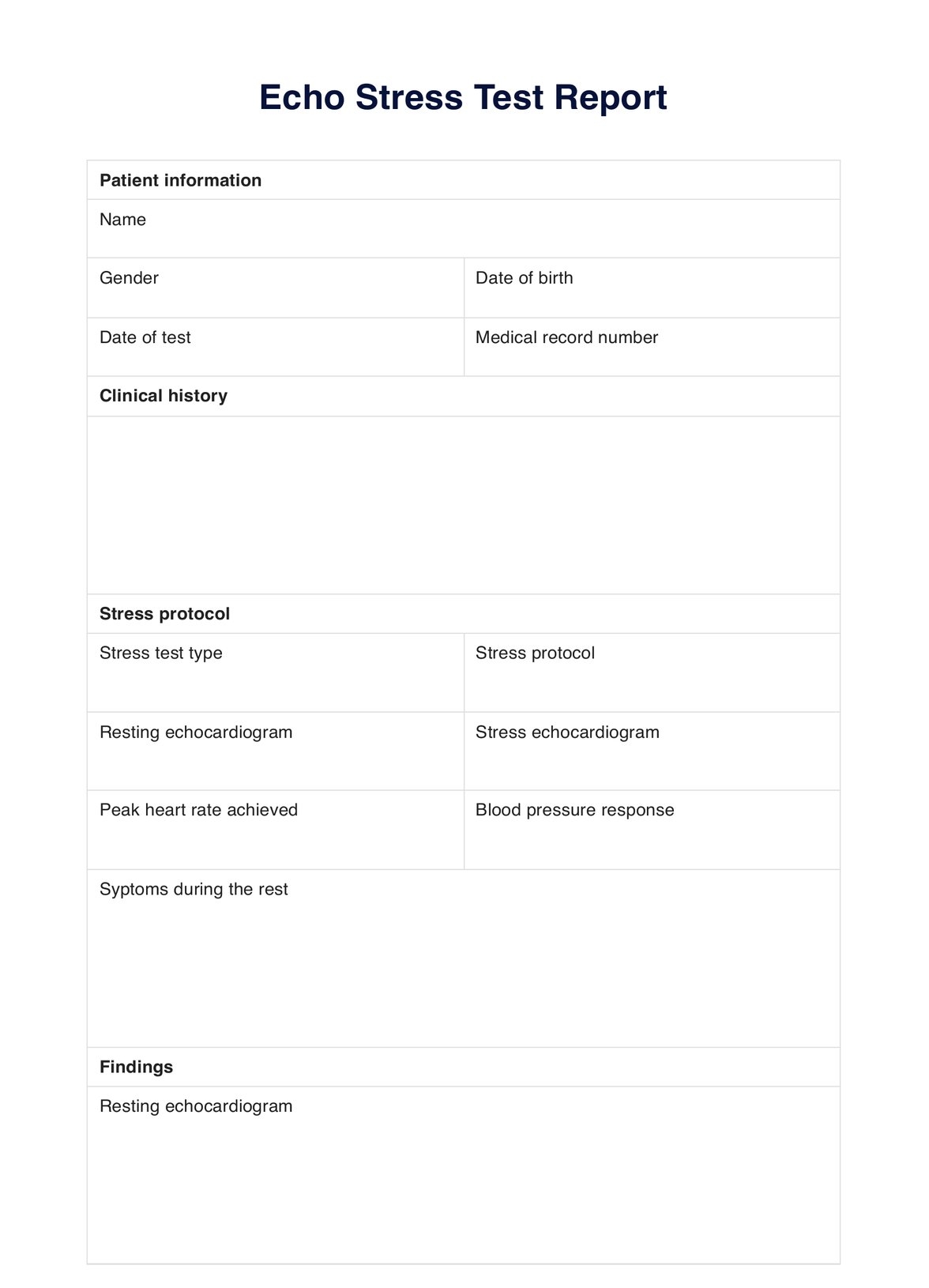 Echo Stress Test Report Example Free PDF Download