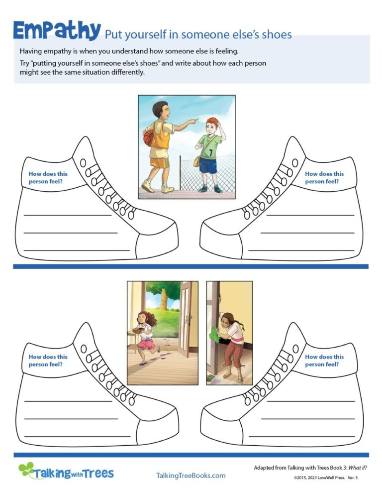 Empathy Worksheet Walk In Someone Elses Shoes