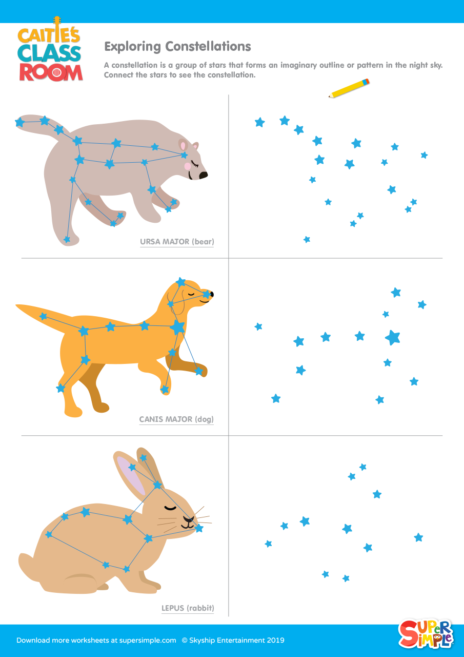 constellations free printable worksheets