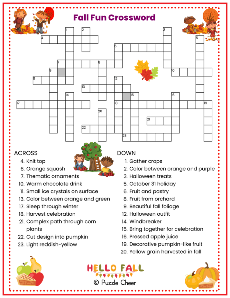 fun crossword puzzles printable