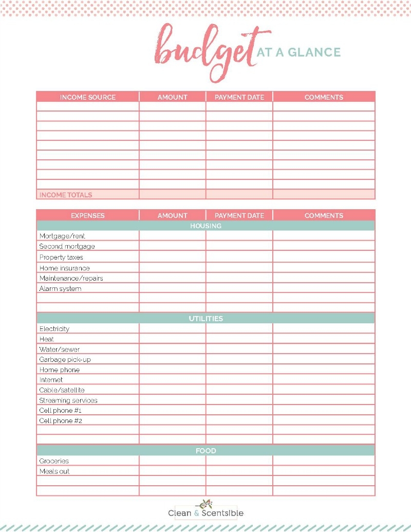 best printable budget worksheet
