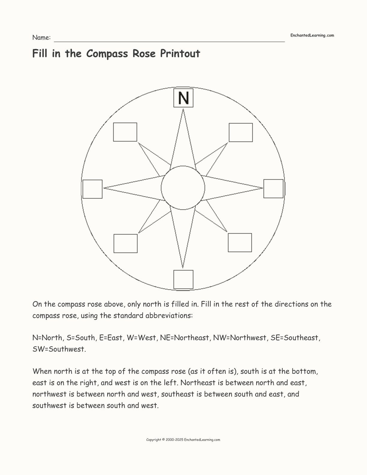 free printable compass rose worksheets
