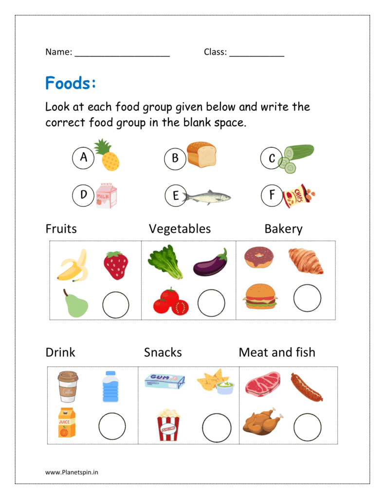 Food Groups Worksheet For Kindergarten Planetspin in
