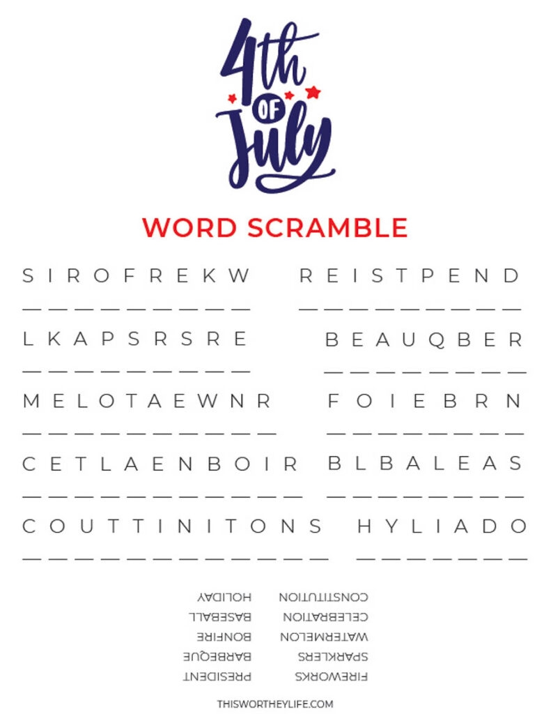 Free 4th Of July Worksheets