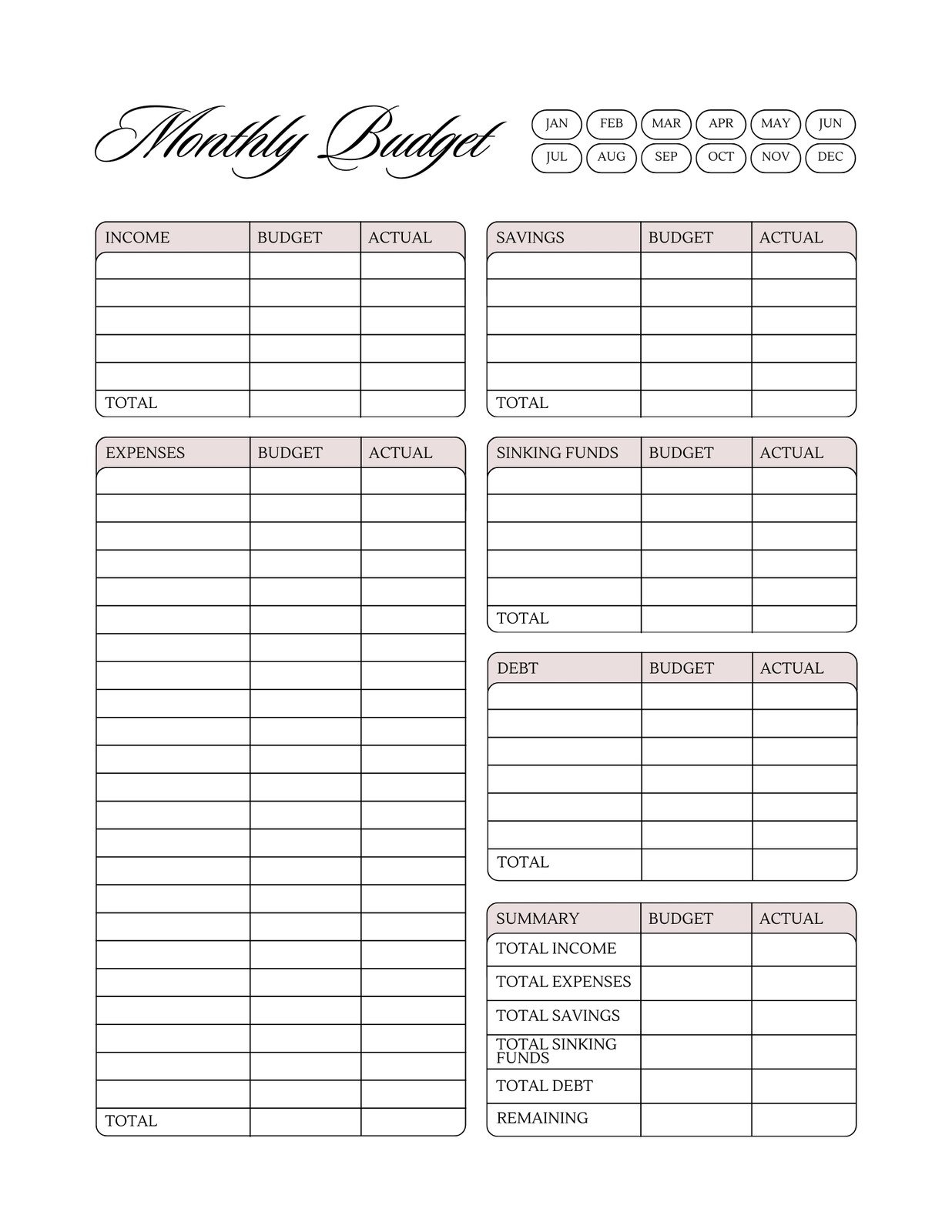 bi-weekly budget worksheet printable